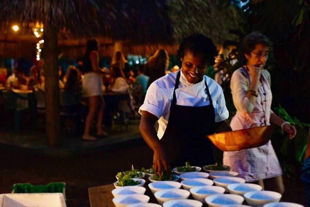 A plated farm-to-table course from a Mendocino Chef dinner