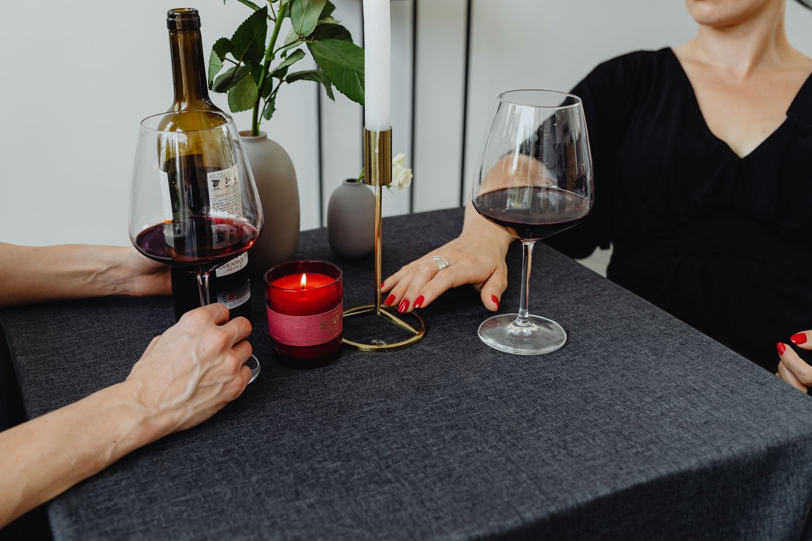 A table set for two with candles